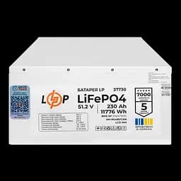 Акумулятор LP LiFePO4 51,2V - 230 Ah (11776Wh) (BMS SP 200A/100A) RM RS485/CAN LCD WH - мініатюра 6