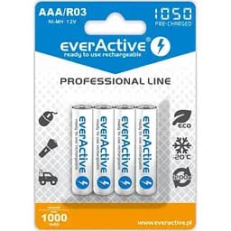 Аккумуляторная батарея EverActive AAA/HR03 Ni-MH 1050mAh BL 4 шт.