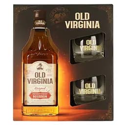 Набор: виски Old Virginia Kentucky Straight Bourbon Whiskey 40% 0.7 л + 2 стакана