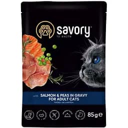 Набір вологих кормів Savory 3+1 для дорослих котів, лосось з горохом у соусі 340 г (4 шт. х 85 г) - мініатюра 5