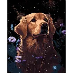 Набор для росписи по номерам Strateg Ретривер в цветах на черном фоне 40 х 50 см (AH1207-17)
