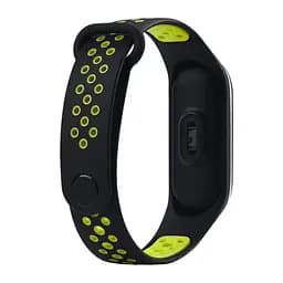 Ремінець для фітнес-браслета MiJobs для Xiaomi Mi Band 3 і 4 Nike Design чорний з лаймом - мініатюра 2