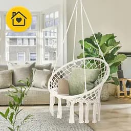 Крісло-гойдалка 4FIZJO Boho Dream 80 см підвісна, плетена Beige (P-5905973404518) - мініатюра 7