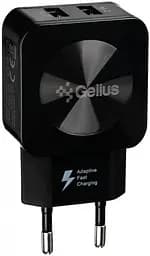 Мережевий зарядний пристрій Gelius Ultra Prime GU-HC02 2 USB 2.1 A Black + Cable XiaomicroUSB