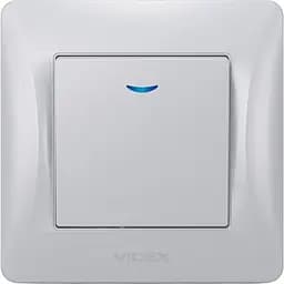 Вимикач одноклавішний Videx Binera з підсвіткою срібний шовк 1 шт.