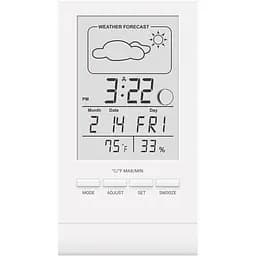 Цифровий гігрометр-термометр Склоприлад Т-14 з годинником білий (402349)