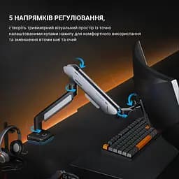 Настільне кріплення для монітора Anda Seat Stealth Pro II RGB 17''-42'' Titanium (AD-W-A9X-1S-BT) [123489] - мініатюра 16