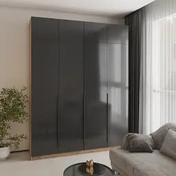 Шафа 4-дверна з антресоллю MebelStar Оскар Gloss BL-B, додаткова штанга 200x52x260 см Дуб тахо/Чорний (MBS-5556)