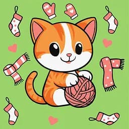 Набор для росписи по номерам для детей 5+ Котик и клубочек (картина №1), Ideyka, 25x25 см, КНО1233