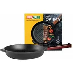 Сковорода-гриль Brizoll Optima-Bordo чавунна з ручкою 26х4 cм (O2640G-P2) - мініатюра 3