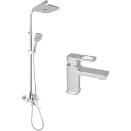 Душова система з виливом Lidz Wawel 1030 + змішувач для умивальника Lidz Wawel 001 Chrome, Хром