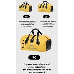Водонепроникна дорожня сумка Naturehike CNK2450XB015 90 л жовта - мініатюра 2