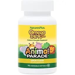 Жирные кислоты Natures Plus Animal Parade Omega 3-6-9 Junior, 90 капсул - Лимон