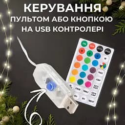 Гірлянда штора роса 3х3 RGB Niki Light роса від юсб роса на пульті завіса 300 LED різнокольорова 16 кольорів - мініатюра 4