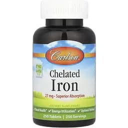 Железо Carlson Laboratories Chelated Iron 250 таблеток