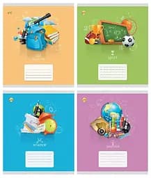 Зошити учнівські 12 аркушів у клітинку "ПЕРШОКЛАСНИК" №1 (внутрішній блок підвищеної щільності 70гр/м2, обкладинка 200гр/м2), 25 шт. в упаковці