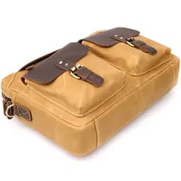 Стильний портфель з якісного текстилю зі шкіряними вставками Vintage 20874_1 світло-коричневий - мініатюра 7