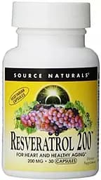 Ресвератрол Source Naturals Resveratrol 200 mg, 30 таблеток для захисту від стресів