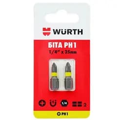 Біта Wurth PH1 1/4IN L25 мм 2 шт. в блістері (1614176274902)