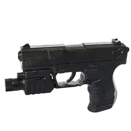 Пистолет 138D на пульках, 13,5см, свет, лазер, на бат-ке(табл), в кор-ке, 15,5-11,5-3см (6903184269017)