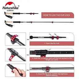 Трекінгові палиці телескопічні Naturehike 135 см - чорні (NH20DS003) - мініатюра 4
