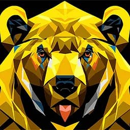 Набор для росписи Strateg Золотой многоугольник медведь на черном фоне 40х40 см (AV4040-82)