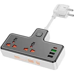 Мережевий подовжувач Hoco AC12A Reise 2-Position Expansion Socket (PD30W/1C3A)Black