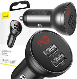 Автокомпонент зарядний і кабель 3-в-1 Baseus Digital Display 24 W 2 usb TZCCBX-0G - мініатюра 8