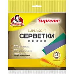 Серветки віскозні Помічниця Supreme 38 x 38 см 3 шт