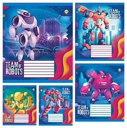 Зошити учнівські 12 аркушів лінія Тверда 32103 РОБОТ, 25 шт. в упаковці