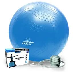 М'яч для фітнесу (фітбол) укріплений PowerPlay 4000 Ø65 cm Premium Gymball Anti-Burst Синій + помпа (PP_4000_65cm_Blue)