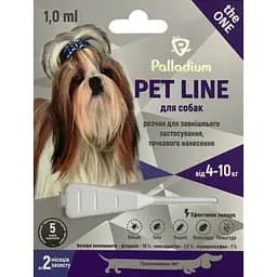 Краплі Palladium Pet Line The One від бліх, кліщів та гельмінтів для собак 4-10 кг 1 мл