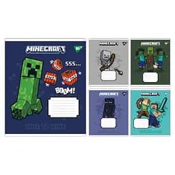 Зошити учнівські 18 аркушів клітинка Yes Minecraft Signs, 25 шт. в упаковці