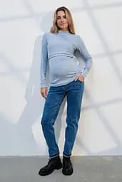 Джинси для вагітних Mom Fit для майбутніх мам зі спеціальним поясом 2XL (52) Leyton Юла Мама синій - мініатюра 4