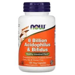 Пробіотики і пребіотики NOW 8 Billion Acidophilus & Bifidus, 120 вегакапсул