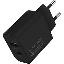 Сетевое зарядное устройство ColorWay Type-C PD + USB QC3.0 (20W) V2 Black