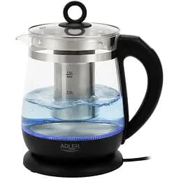 Чайник Adler AD 1299 стеклянный 1.5 л с заварочным блоком и контролем температуры черный