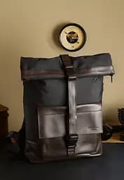 Рюкзак Urban чорний з коричневими вставками