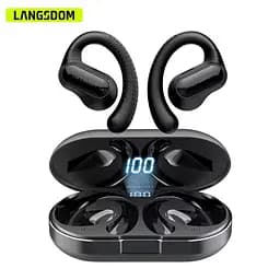 Бездротові спортивні bluetooth навушники Langsdom TS05 Open-Ear з спрямованим звуком і мікрофоном Black - мініатюра 2