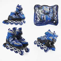 Роликовые коньки, размер 34-38, PVC колеса, стелька 21-24 см, синий, INLINE SKATE, 81476-M