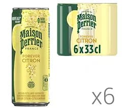 aison Perrier Lemon, Упаковка 6 шт. х 0,33 л, Вода газована мінеральна зі смаком Лимона Пер'є, без цукру, ж/б