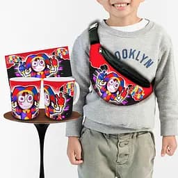 Набір:дитяча сумка-бананка+кружка Цифровий Цирк «Amazing Digital Circus» 32х15см,бананка для хлопчика через плече (01004)