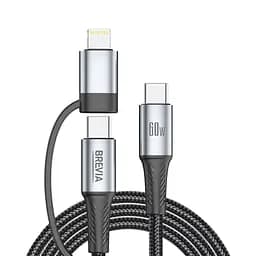 Кабель Brevia Type-C to Type-C/Lightning 60W 1,2 м, черный box (58120BCC/LC1)