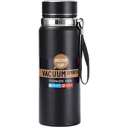 Термос Vacuum Sports 1 л з датчиком температури та ситечком, чорний Yiwu HP-14-30B