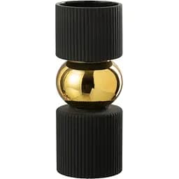 Ваза J-line стеклянная черная с золотом 25 см (49649)