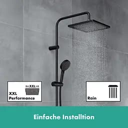 Душова система Hansgrohe Vernis Shape Showerpipe 240 1jet з термостатом Matt Black 26427670, Чорний матовий - мініатюра 3