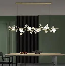 Підвісна видовжена люстра у флористичному мотиві | Арт. D 7370 L GD | Line F