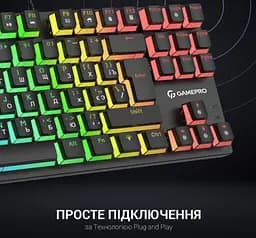 Клавіатура ігрова механічна GamePro MK-80B USB Blue switch (Clicky) RGB Black - мініатюра 8