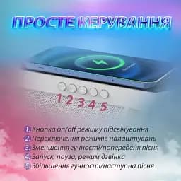 Настільна смарт лампа-нічник RGB 3 в 1 Rainbow Light-Wireless Charger-Speaker - мініатюра 7