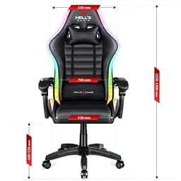 Комп'ютерне крісло Hell's HC-1003 Led RGB Black - мініатюра 5